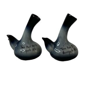 2 Vintage Mexican Handcrafted Glazed Pottery Jug with (2) Double Spouts